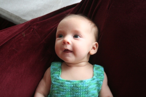 Sophie's Amma crocheted the dress.